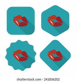 Valentine's Day lip flat icon with long shadow,eps10
