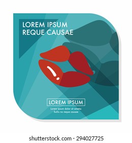 Valentine's Day lip flat icon with long shadow,eps10