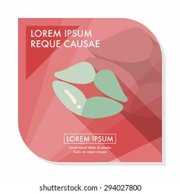 Valentine's Day lip flat icon with long shadow,eps10