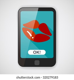 Valentine's Day lip flat icon with long shadow,eps10