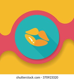 Valentine's Day lip flat icon with long shadow,eps10