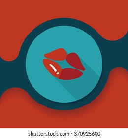 Valentine's Day lip flat icon with long shadow,eps10