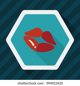 Valentine's Day lip flat icon with long shadow,eps10