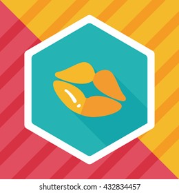 Valentine's Day lip flat icon with long shadow,eps10
