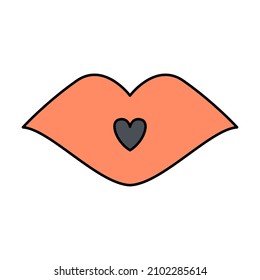 Valentine's Day lips doodle vector illustrations colored hand drawn