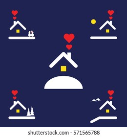Valentines day. Little house for a couple with hearts.