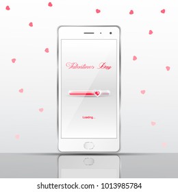 Valentines Day, loading bar with heart. smartphone application