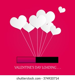 Valentine's day loading. Heart baloons. Love.