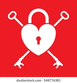 A Valentine's Day lock and key crest in vector format. This romantic icon can be used as a greeting card or as an element in your design.
