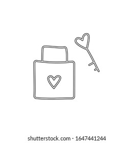 Valentine's Day, lock, key icon. Simple thin line, outline vector of valentine's day icons for ui and ux, website or mobile application