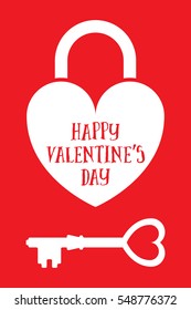 A Valentine's Day lock and key made up of hearts in vector format. This romantic icon can be used as a greeting card or as an element in your design.