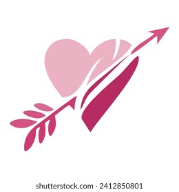 valentines day logo an arrow piercing a pink heart