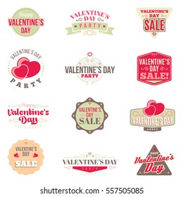 Valentines day logo and badges set, vector illustration. 