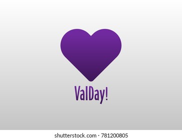Valentines Day logo design Background. Paper heart isolated on purple background. Template for Valentines Day greeting card. Vector illustration.