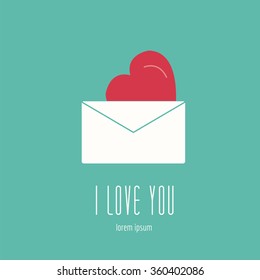 Valentine's day logo design template. Graphic elements with greeting card, letter. Vector illustration