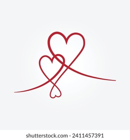 Valentines day logo with two hearts. Hearts Couple Trendy Minimalist vector Illustration