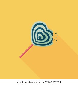 Valentine's Day lollipop flat icon with long shadow,eps10