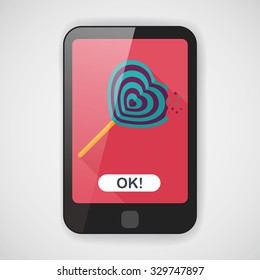 Valentine's Day lollipop flat icon with long shadow,eps10