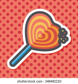 Valentine's Day lollipop flat icon with long shadow,eps10