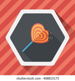 Valentine's Day lollipop flat icon with long shadow,eps10