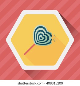 Valentine's Day lollipop flat icon with long shadow,eps10
