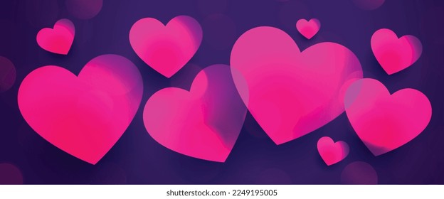 valentines day love affection and heart banner in paper style vector 