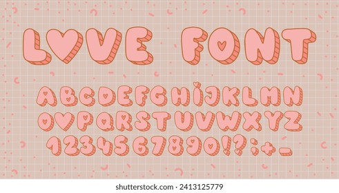 Valentine's Day Love Alphabet Letters and Numbers: Romantic Decorative Font for Invitations, Banners, Greeting Card