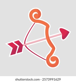 Valentine's Day Love Arrow Vector Sticker. Cute and colorful vector illustration of a love arrow for Valentine's Day. Perfect for romantic and festive designs. Add a touch of love to your projects
