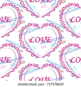 Valentine's Day, love Background texture.  Endless abstract pattern.