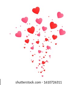 Valentines day, love banner, red and pink heart splash, romantic card vector illustration