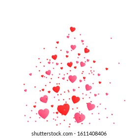 Valentines day, love banner, red and pink heart splash, romantic card vector illustration