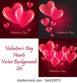 Valentine's day love beautiful romantic hearts backgrounds vector designs set 