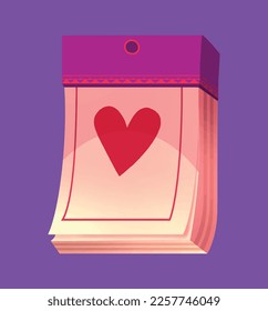 Valentines day love calendar vector illustration and clipart