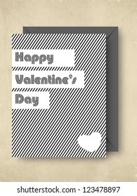Valentine's Day love card, gift card or greeting card in grey color with white hearts. EPS 10.