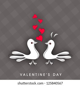 Valentine's Day love card or greeting card with cute love birds. EPS 10.