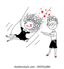 Romantic Drawings With Boy And Girl Images Stock Photos Vectors Shutterstock