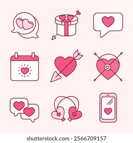 Valentine's Day Love and Celebration icon Set