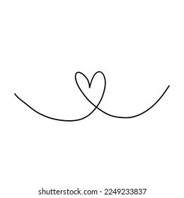 Valentine's Day love continuous heart shape hand drawn vector clipart line outline minimalist simple shape.