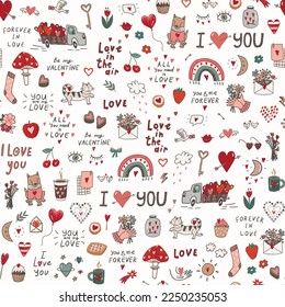 El día de San Valentín adoraba el doodle objetos vectoriales sin fisuras.