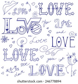 valentines day love doodle vector