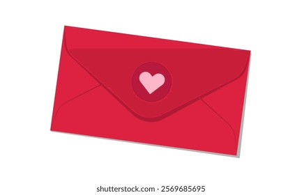 Valentines Day Love Envelope Icon with Heart Seal for Romantic Celebrations and Greeting Cards. Vector illustration