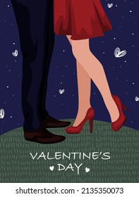 Valentine's Day Love and February 14. Vector cute illustration of enamored man and woman. Drawings for postcard, card, congratulations and poster.