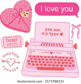 Valentine's Day Love Feeling Relationship Elements Hand Drawn Illustration	