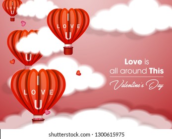 Valentine's Day Love and Feelings Sale Background Design, Valentine Day greeting card template, design with red heart, valentine day celebration concept - Vector