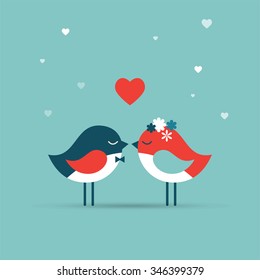 Valentine's day, love greeting card, wedding invite with birds
