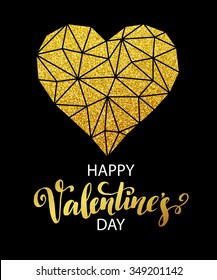 Valentines day love greeting card with geometric heart shape. Vector illustration EPS10