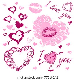 The valentine's day. Love. Hand-drawn icons.