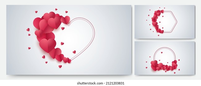 Valentine's day love heart banner background. Valentine's Red Papercut style design background