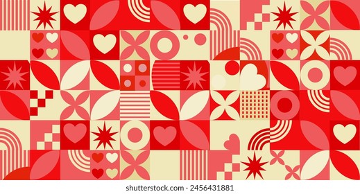 Valentine's day, love, heart - bauhaus background, pattern,	