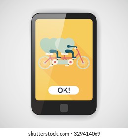 Valentine's Day love heart couple riding bicycle flat icon with long shadow,eps10